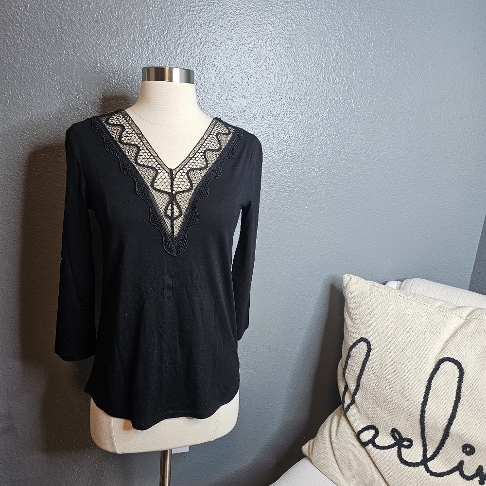 Sandro Paris black lace top size small